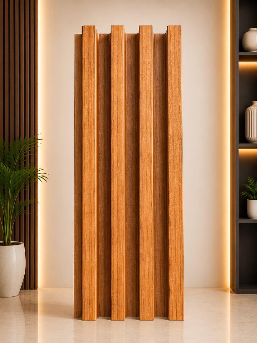 Teak Wood WPC Wall Panel | 22-24mm Decorative Fluted Panel image 1