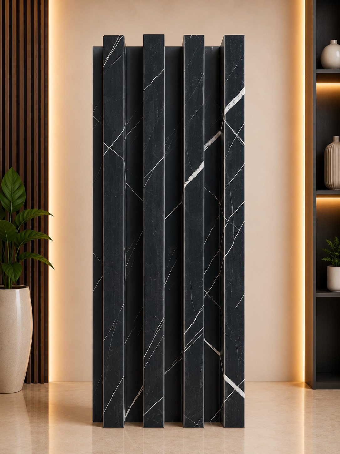 Black Marble WPC Wall Panel | 22-24mm Decorative Fluted Panel image 1