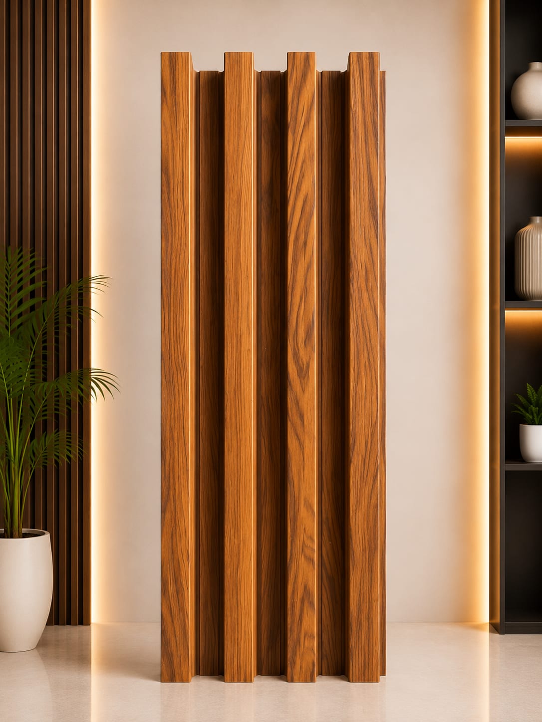 WPC Fluted Wall Panel Premium Golden Oak Wood Finish | 22–24mm image 1
