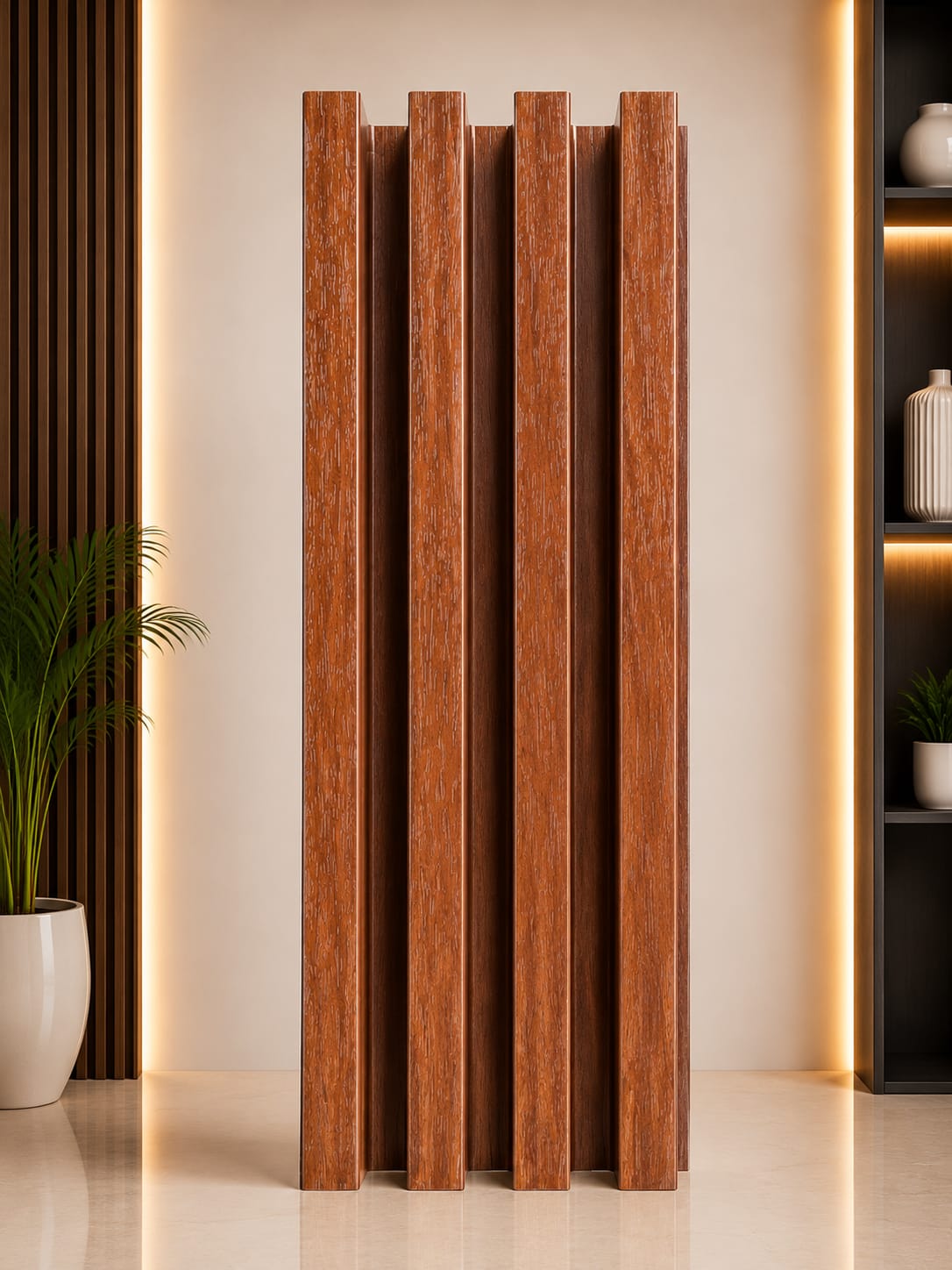 Teak Brown WPC Louver Panel | Decorative Wall Panel image 1