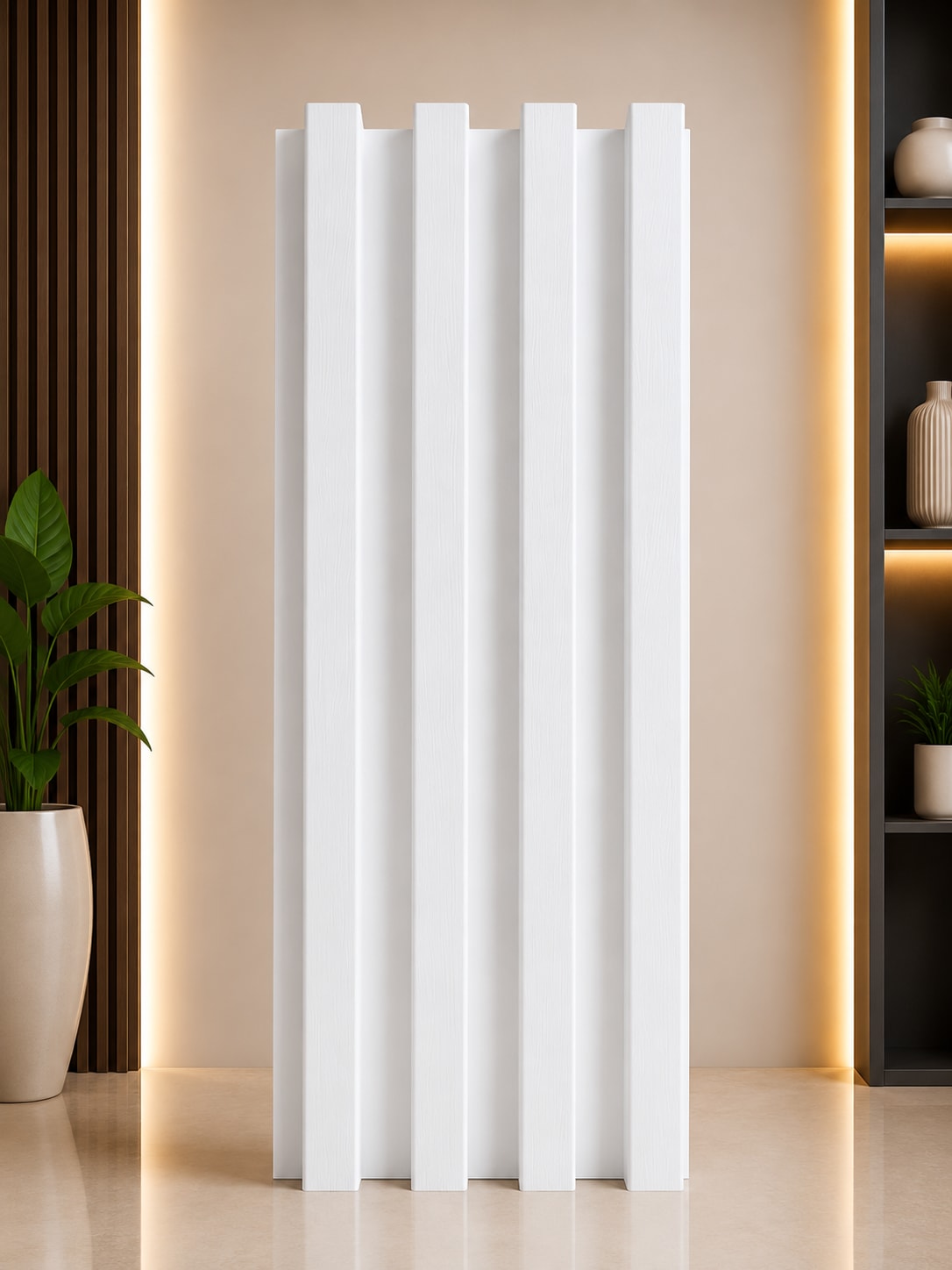 White WPC Louver Panel | Decorative Wall Panel | 9.5ft x 6 Inch image 1