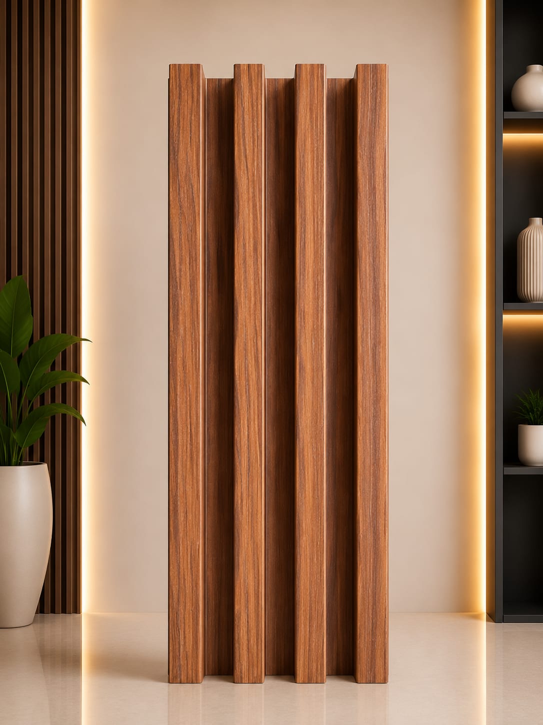 WPC Fluted Wall Panel – Classic Walnut Wood Finish (W07) image 1