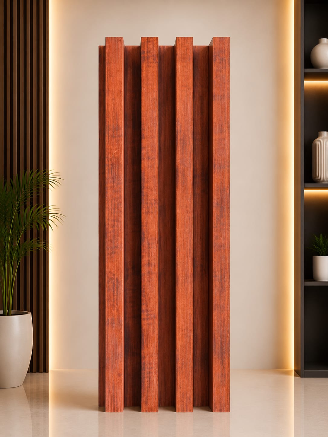 WPC Fluted Wall Panel W06 – Premium Walnut Finish image 1