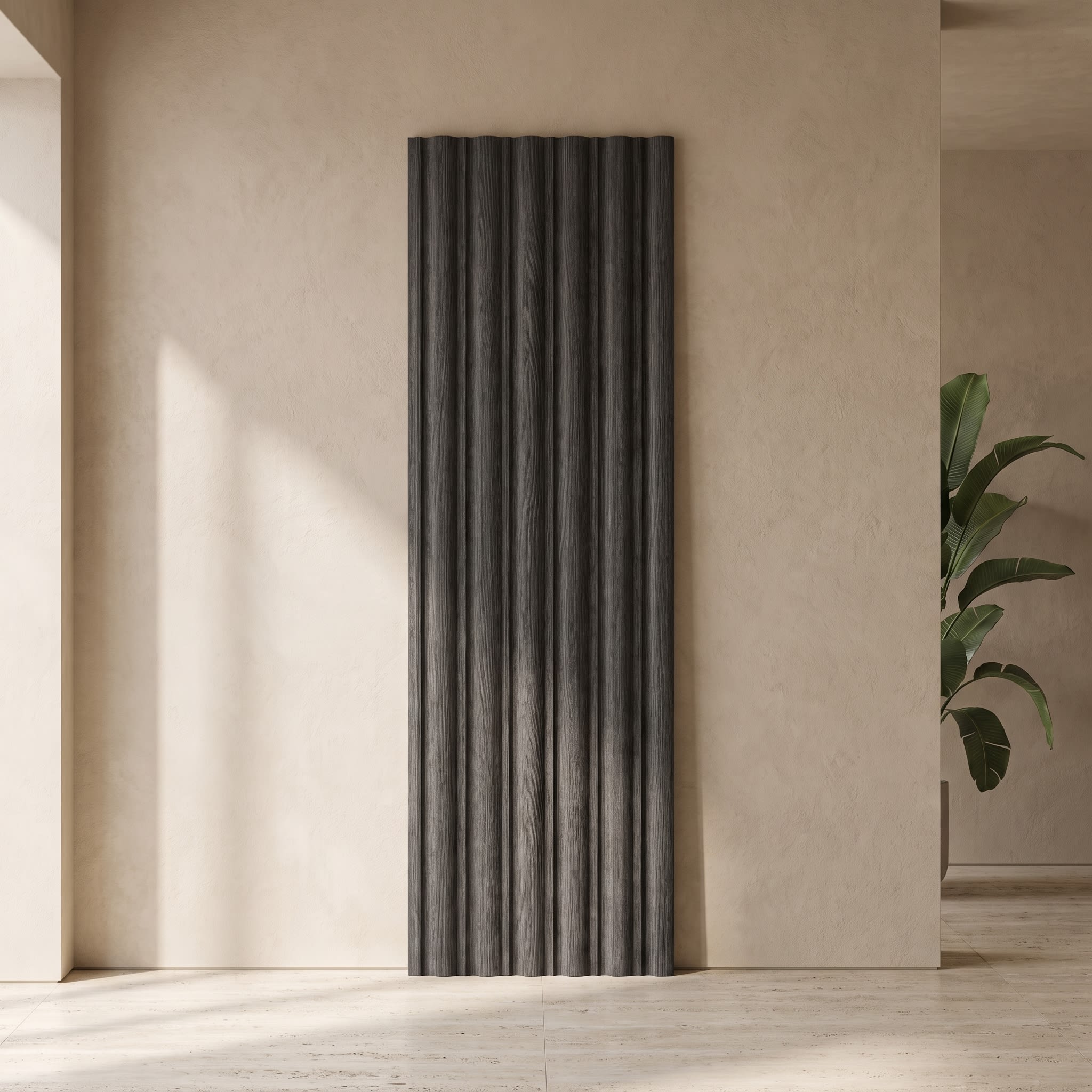Charcoal Grey Wood Grain Fluted Wall Panel 120 × 2900 mm image 1