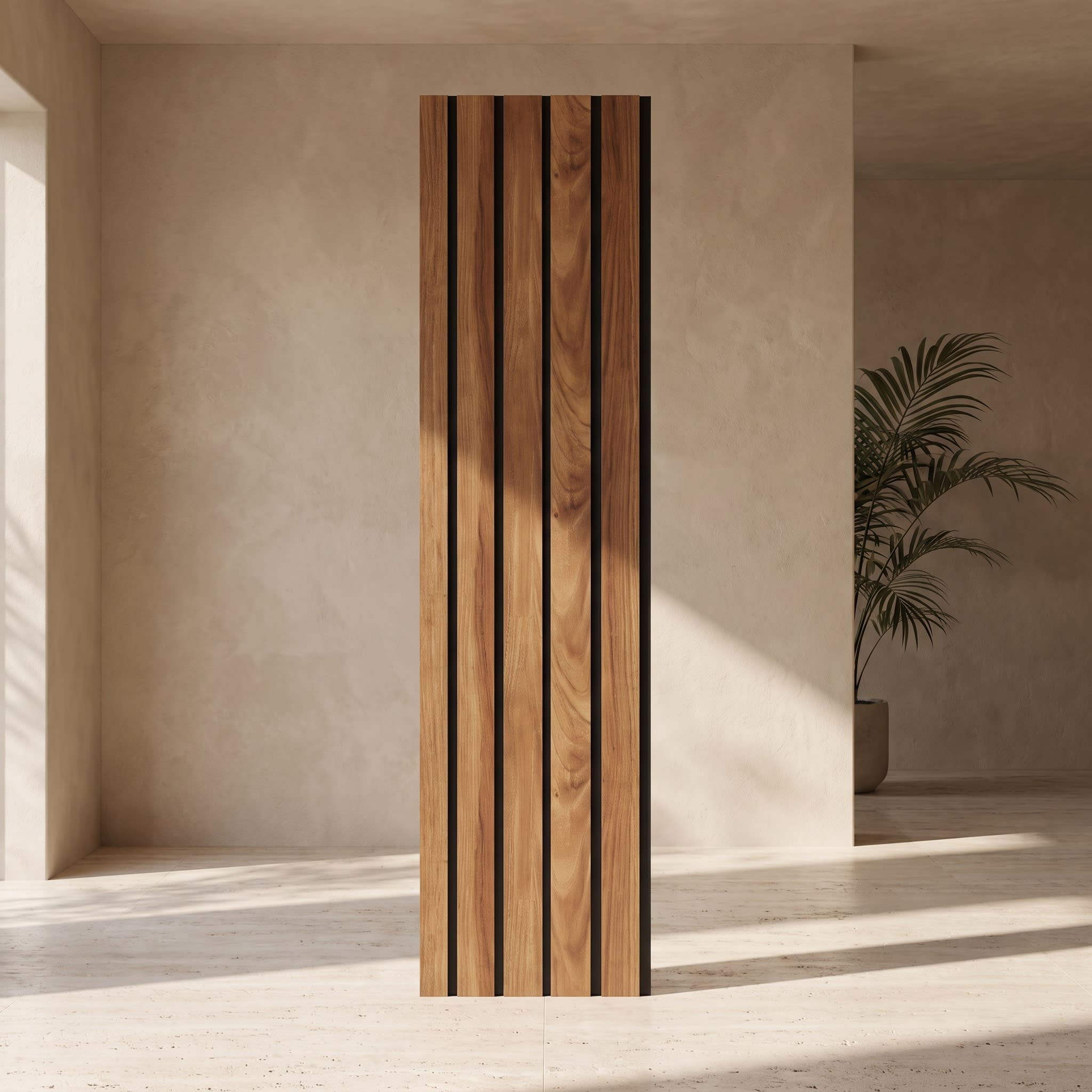 Natural Teak Wood Charcoal Wall Panel 120 × 2900 mm image 1