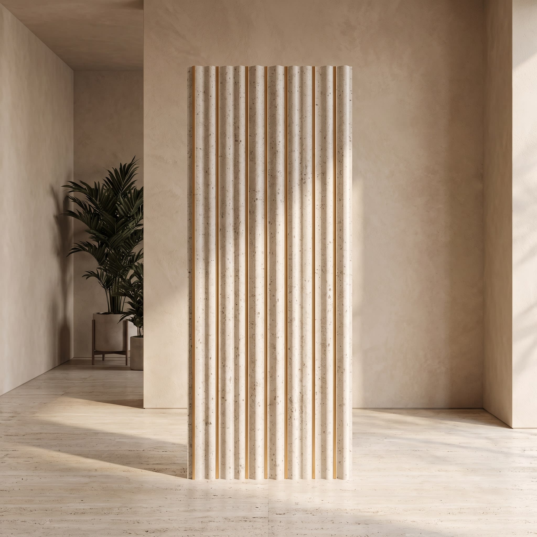 Ivory Travertine Charcoal Wall Panel 120 × 2900 mm image 1