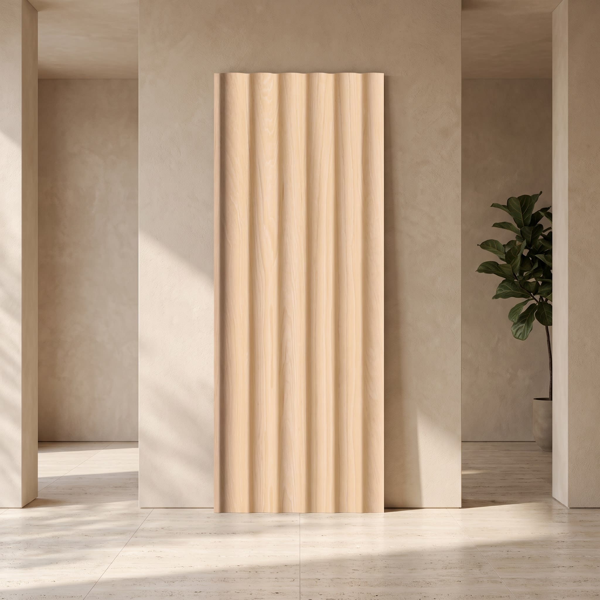 Natural Oak Wave Charcoal Wall Panel 120 × 2900 mm image 1