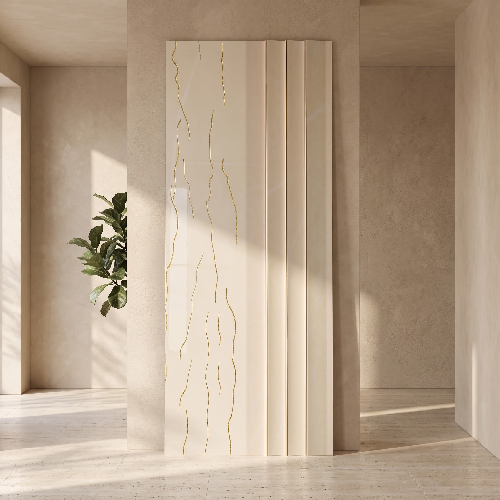Ivory Gold Decorative Charcoal Wall Panel | 160 × 2900 mm image 1