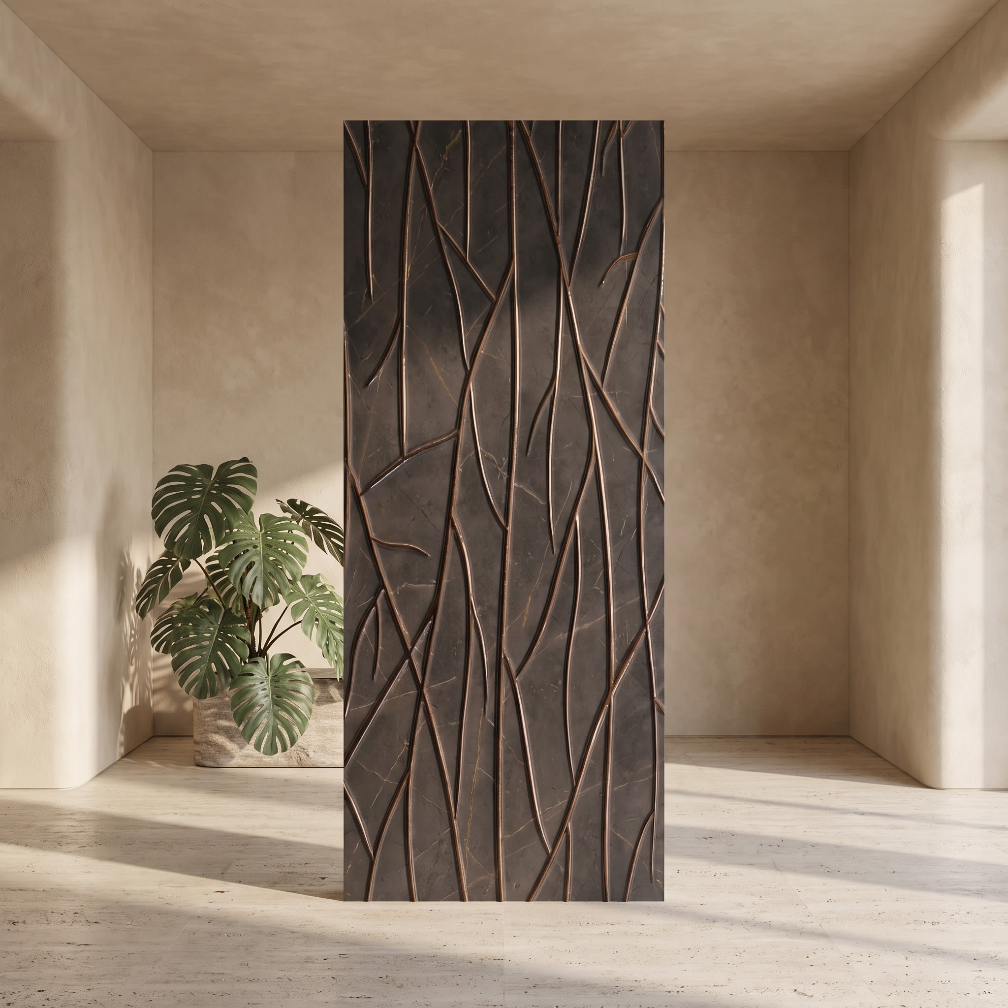 Charcoal Vein Stone Decorative Wall Panel – Bronze Line Edition image 1