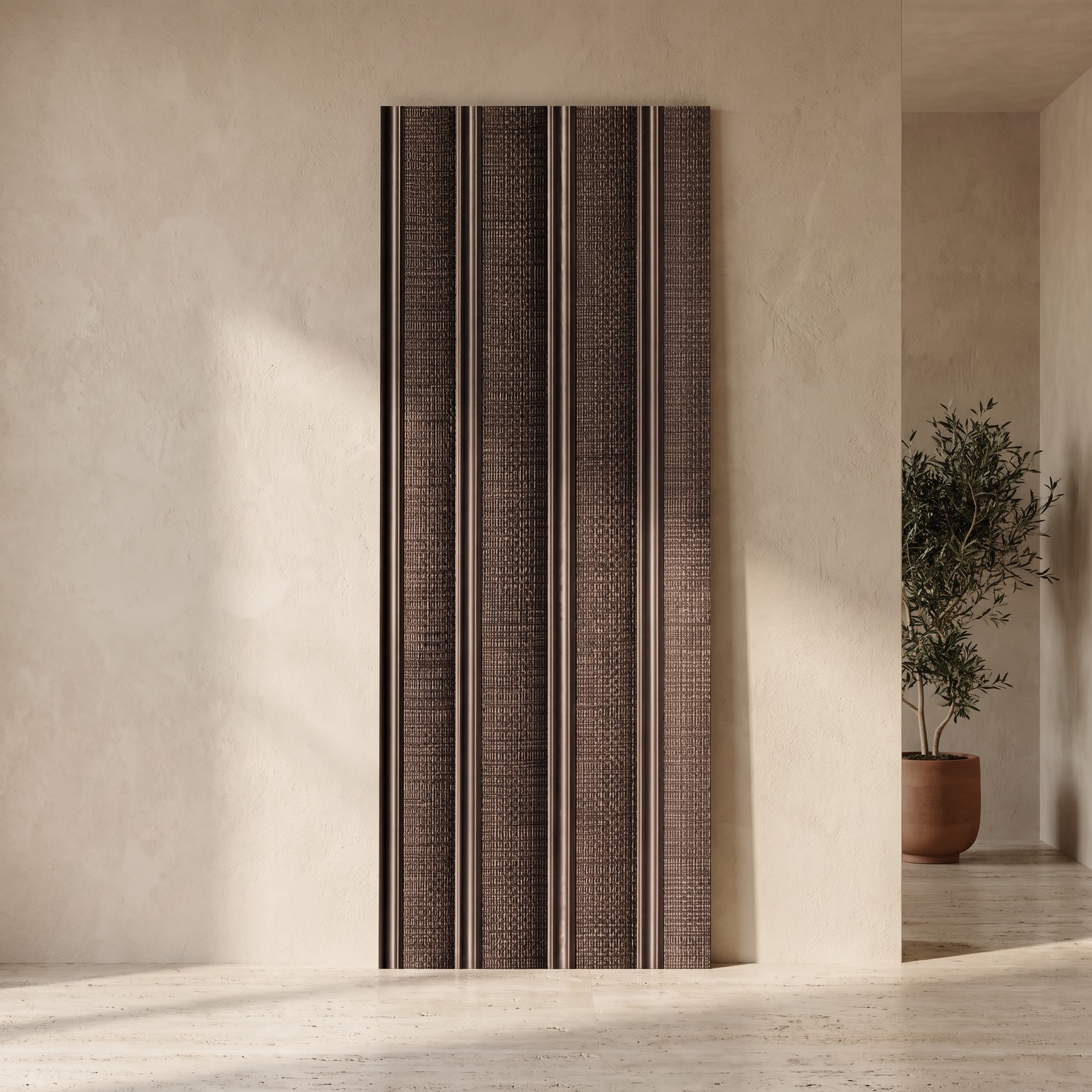 Charcoal Fabric Texture Decorative Wall Panel – Mocha Bronze Edition image 1