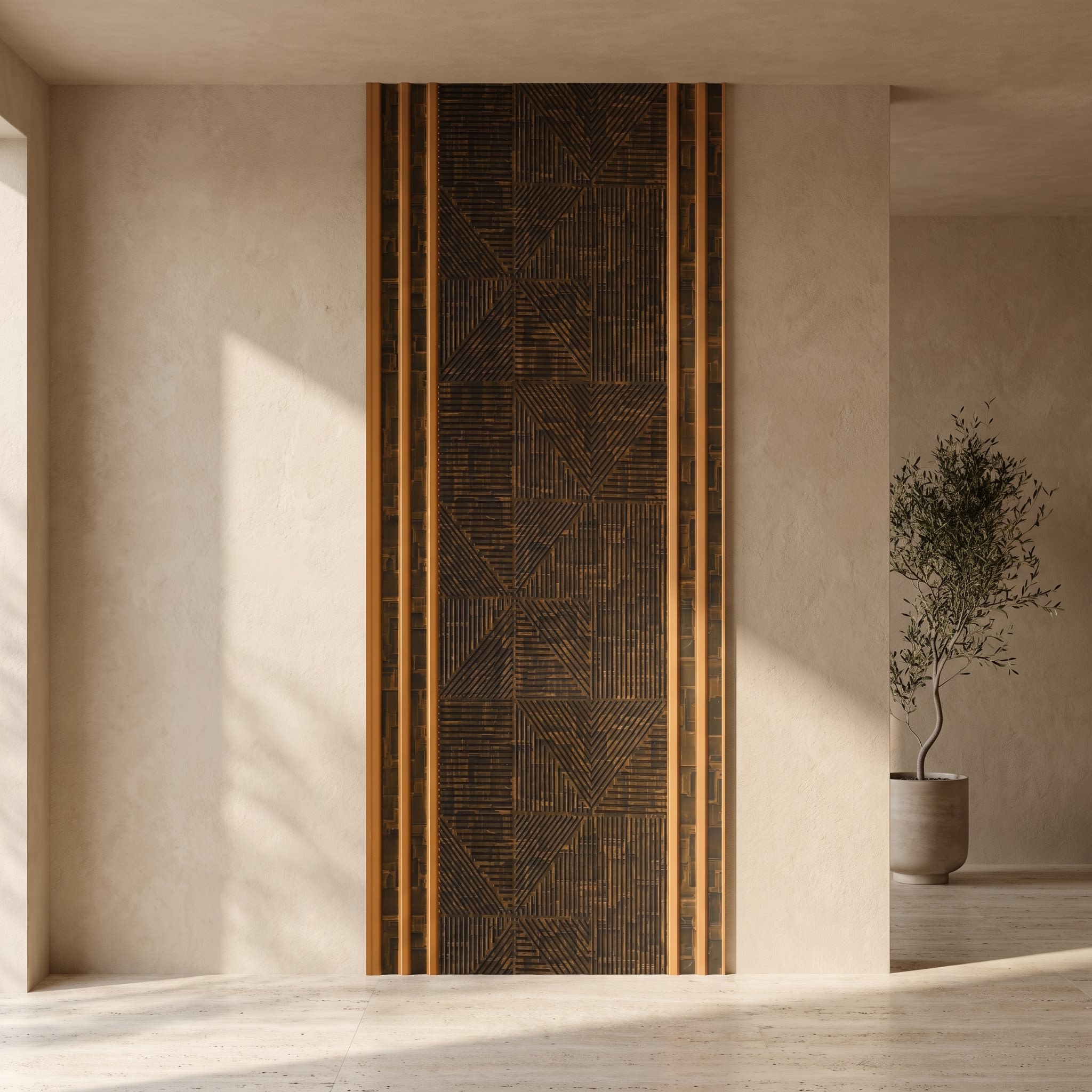 Charcoal Bronze Geometric Designer Wall Panel (305 × 2900 mm) image 1