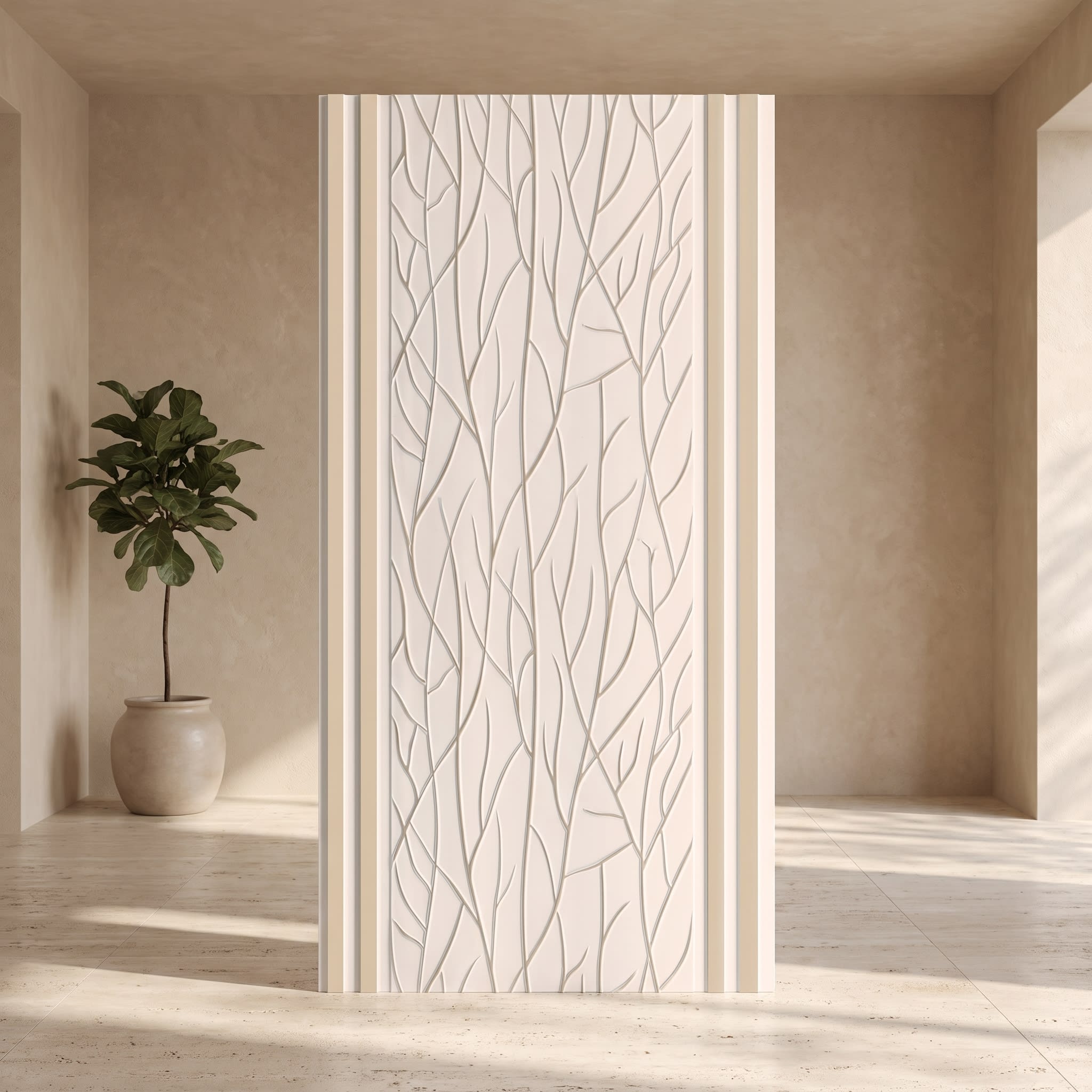 Charcoal Panel | Ivory Branch Designer Wall Panel (305 × 2900 mm) image 1