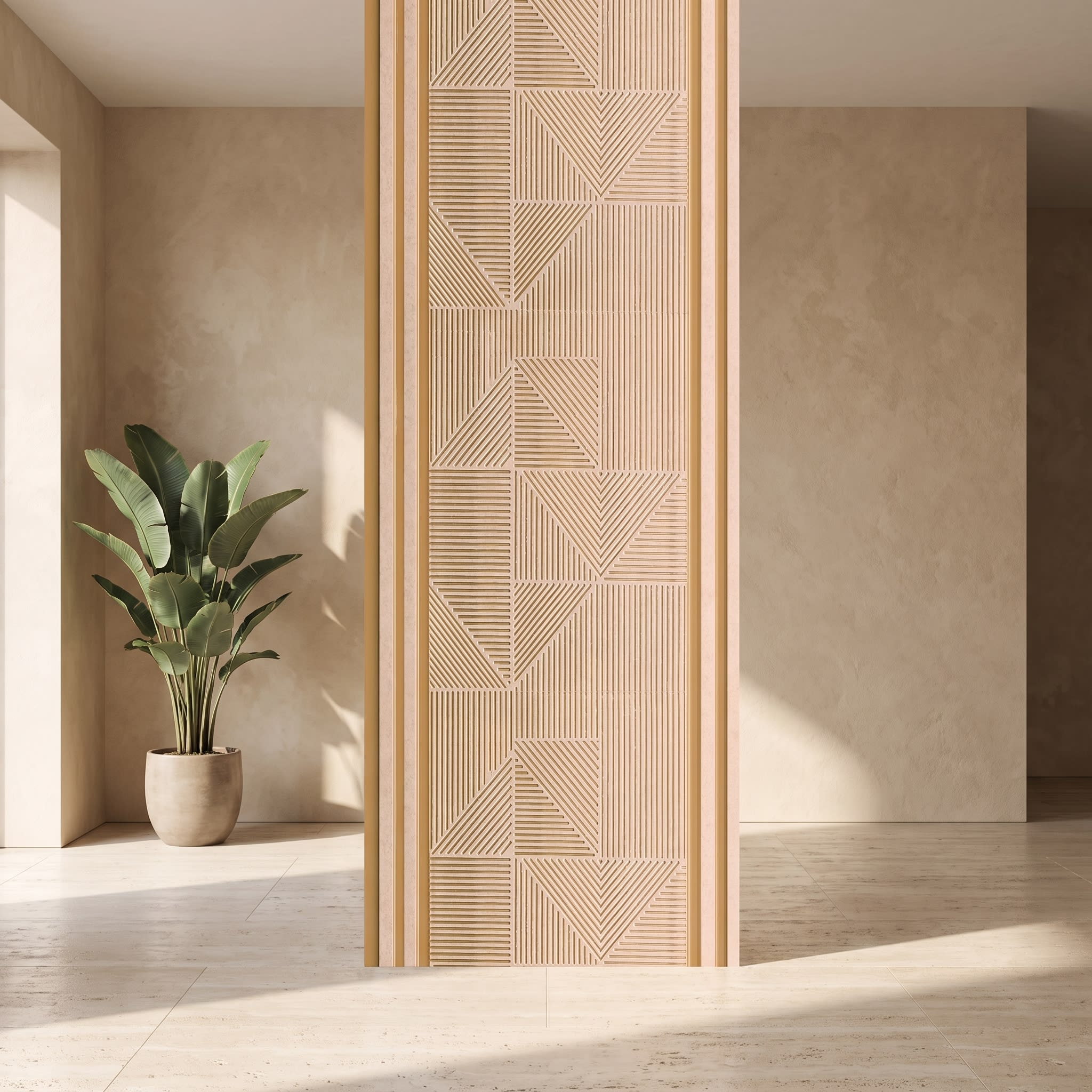 Charcoal Panel – Natural Oak Geometric Designer Wall Panel (305 × 2900 mm) image 1