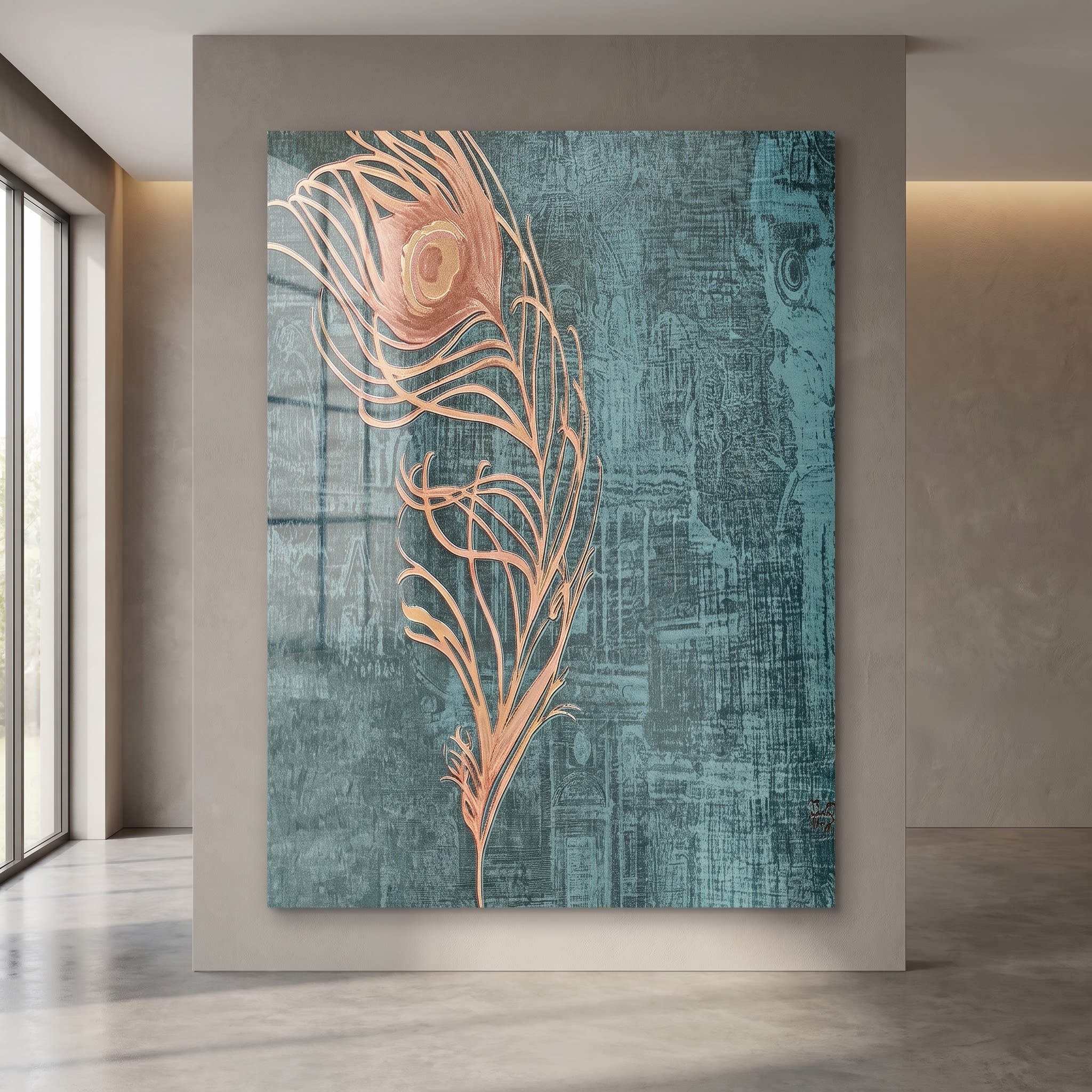 Super Heavy PVC Wall Panel – Royal Peacock Feather Designer Panel (10 ft × 10 in image 1