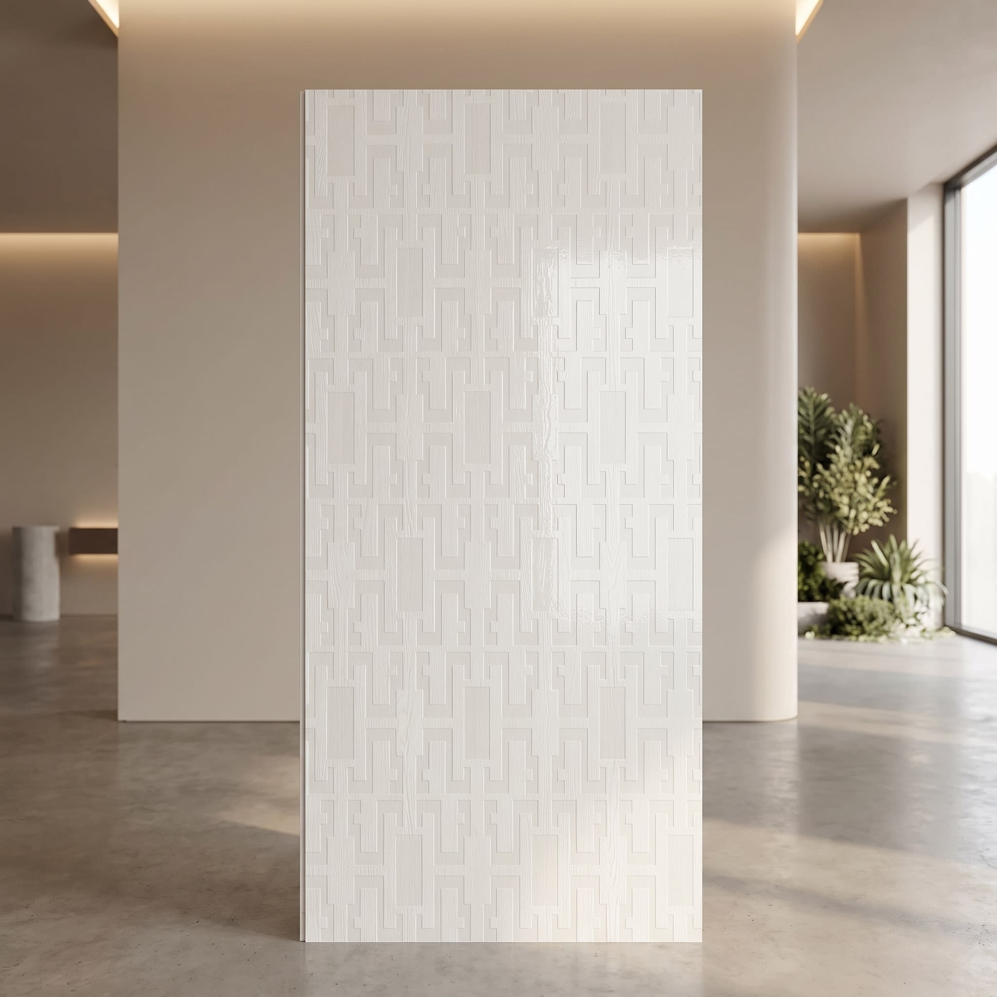 Super Heavy PVC Wall Panel | White Geometric Designer Panel | 10 ft × 10 in image 1