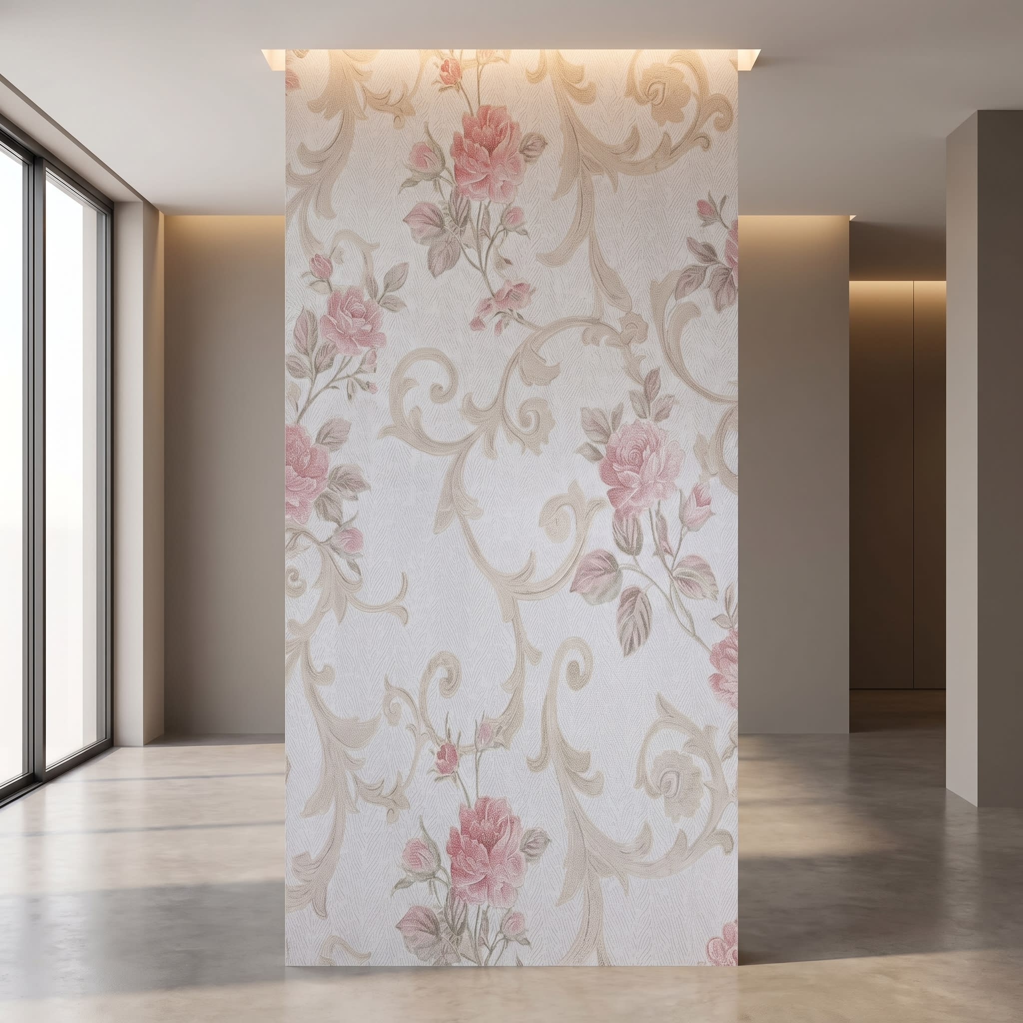 Super Heavy PVC Wall Panel | Vintage Pink Floral Designer Panel | 10 ft × 10 inch image 1