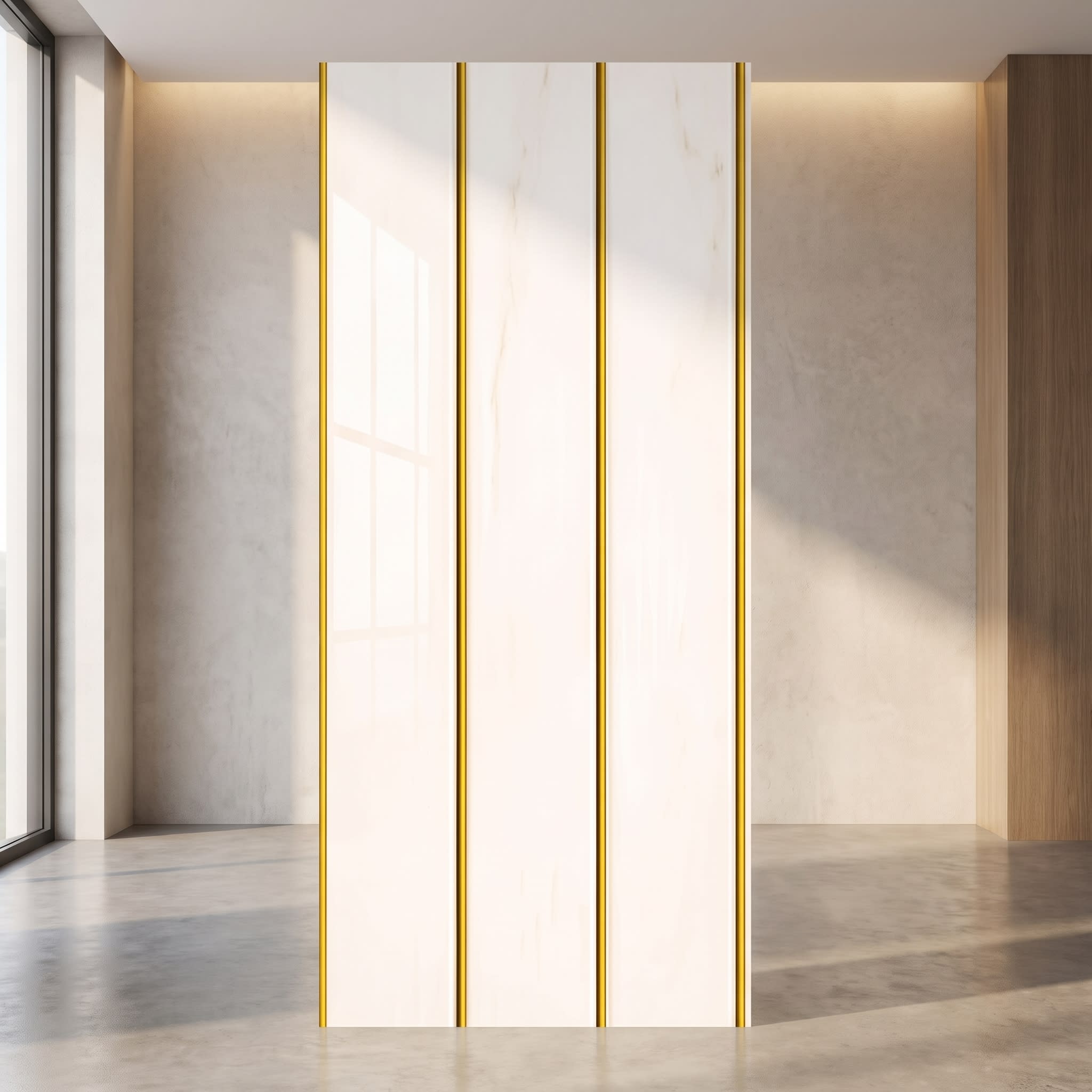 PVC Ceiling Panel | White Marble with Gold Strip Design | 10 ft × 10 inch image 1