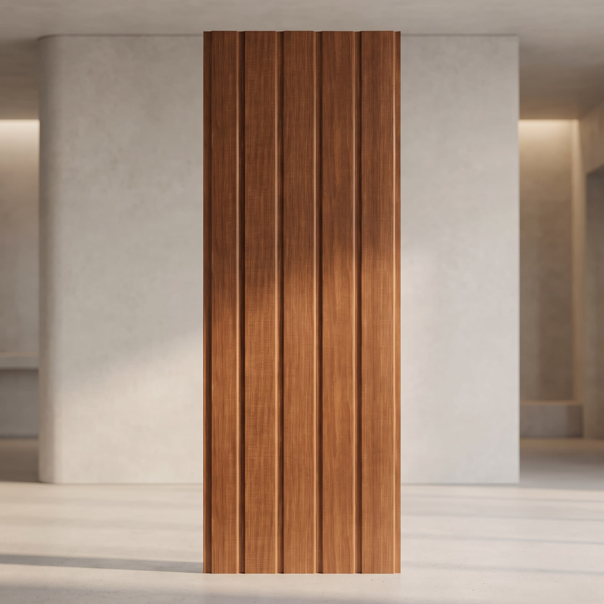 PVC Ceiling Panel | Walnut Wood Groove Design | 10 ft × 10 inch image 1