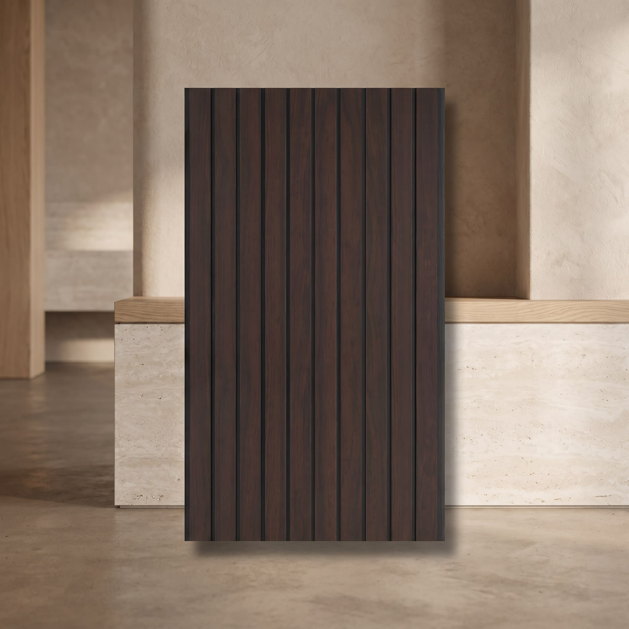 Dark Walnut Premium PVC Fluted Wall Panel image 1