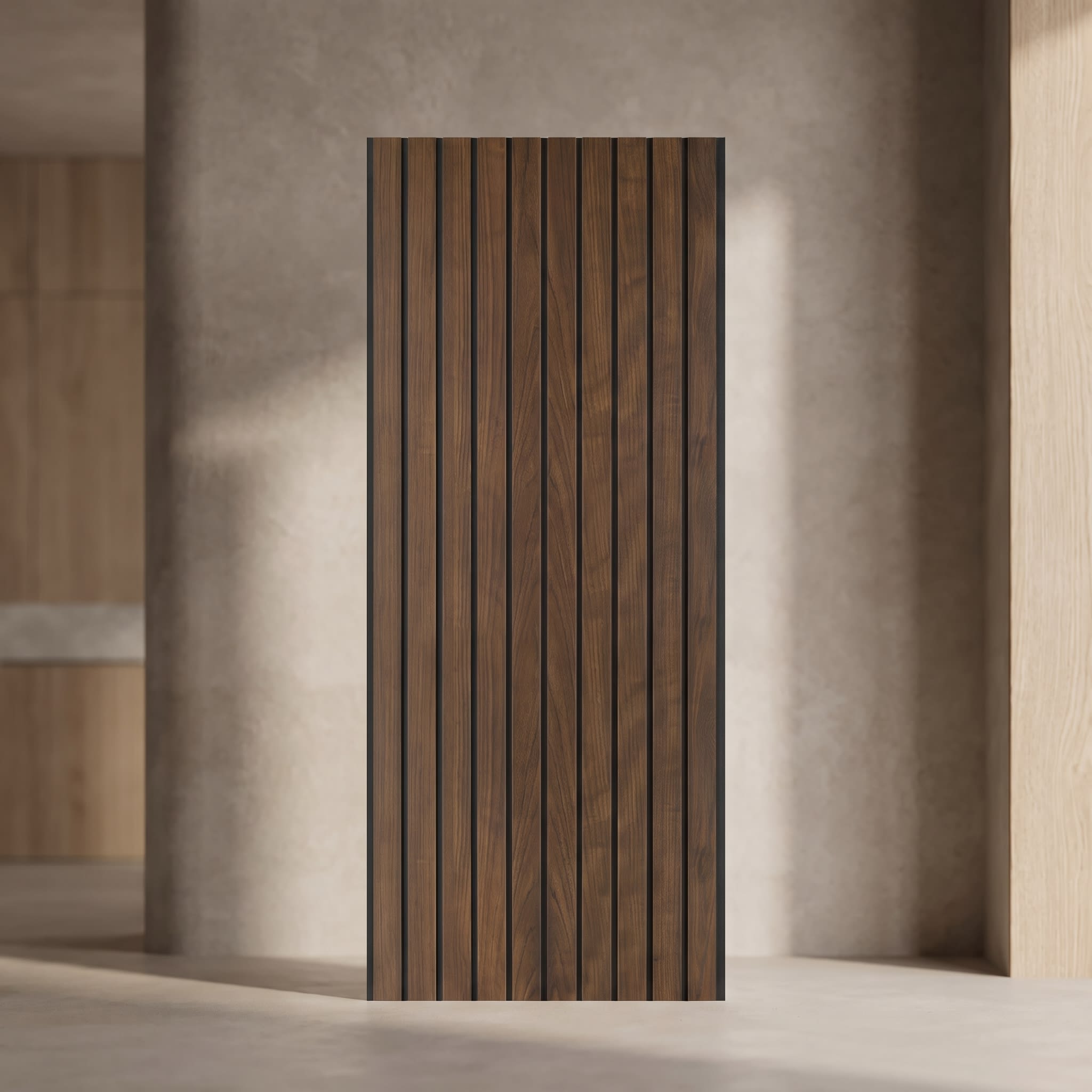 Natural Walnut PVC Fluted Wall Panel | 10 Feet × 1 Foot | FLT-53 image 1