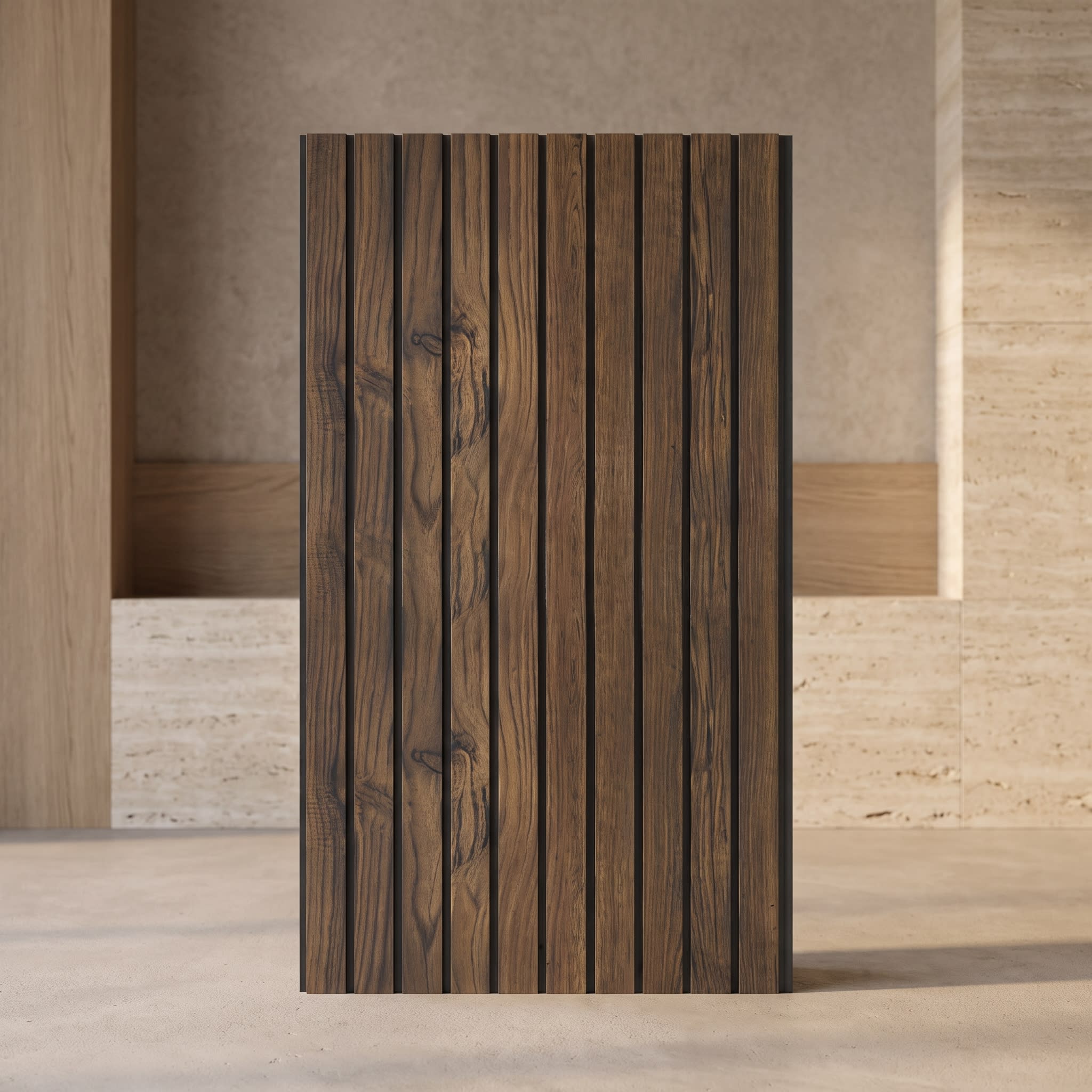 Rustic Walnut PVC Fluted Wall Panel | 10 Feet × 1 Foot | FLT-54 image 1