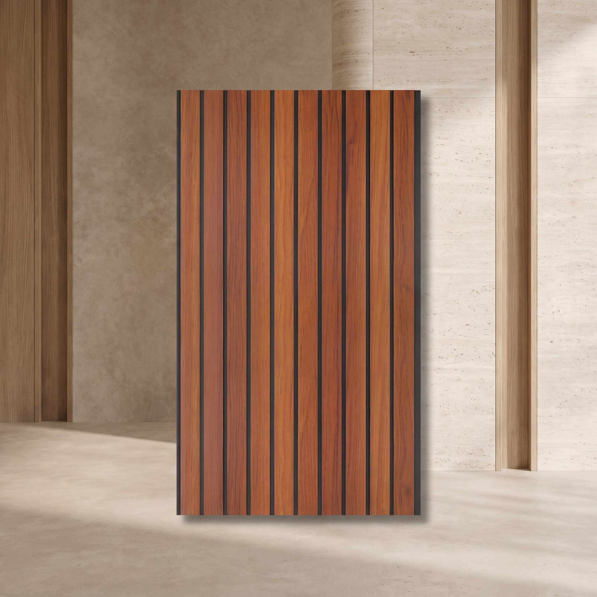 Golden Teak PVC Fluted Wall Panel 10 Feet × 1 Foot FLT-55 image 1