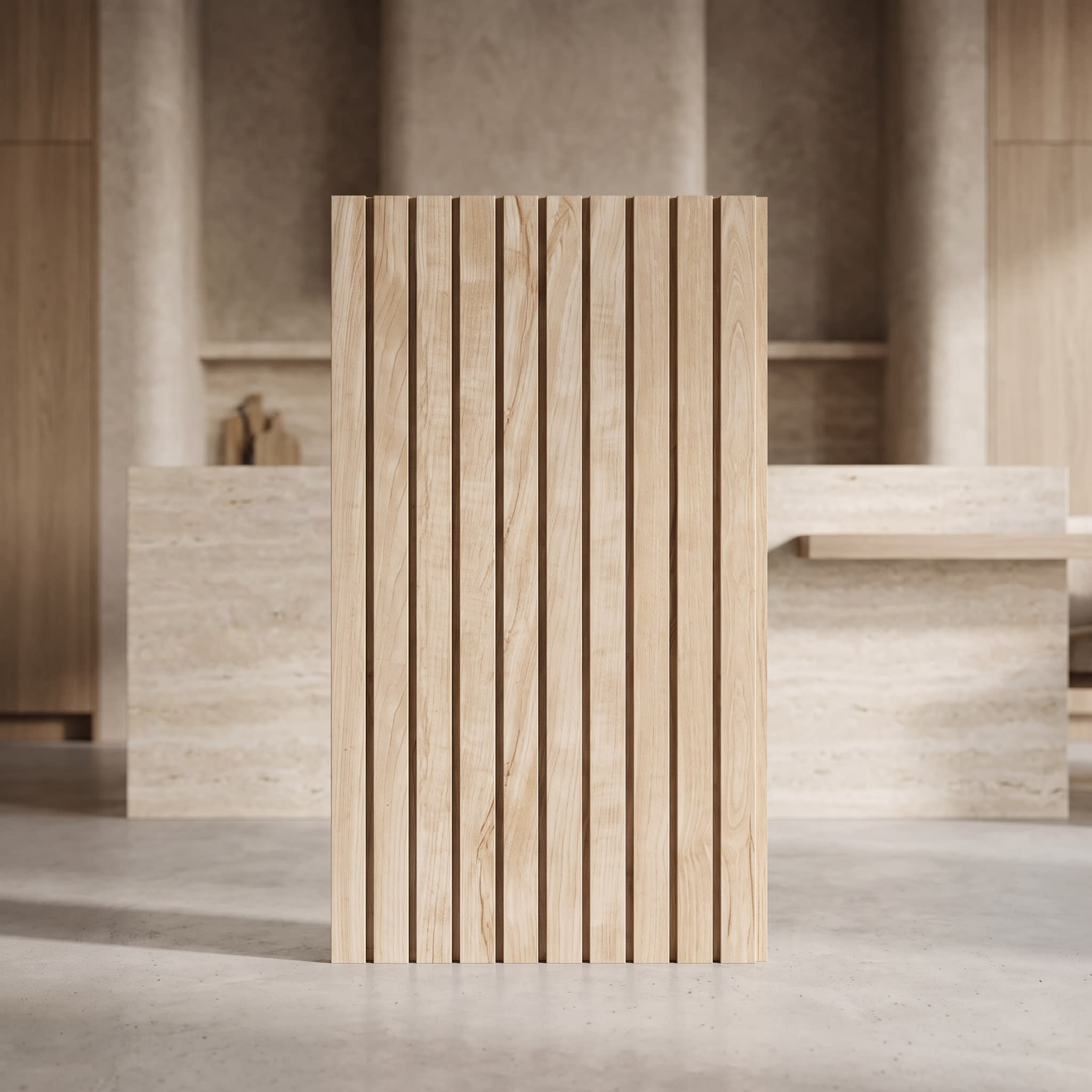 Natural Maple PVC Fluted Wall Panel 10 Feet × 1 Foot FLT-56 image 1