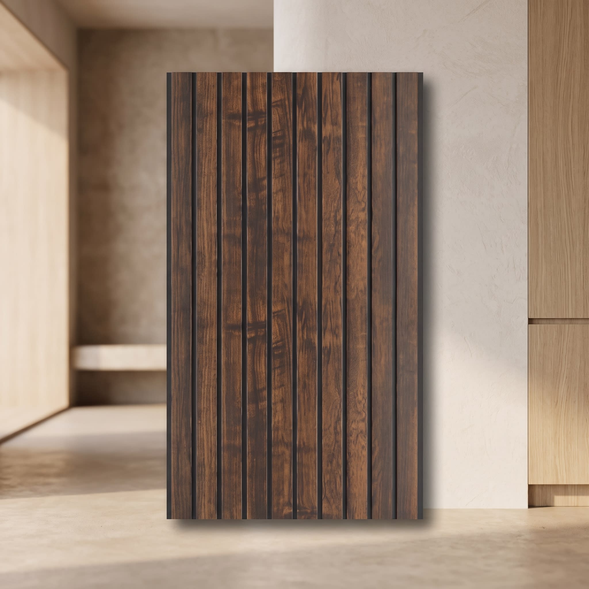 Espresso Walnut PVC Fluted Wall Panel 10 Feet × 1 Foot FLT-57 image 1