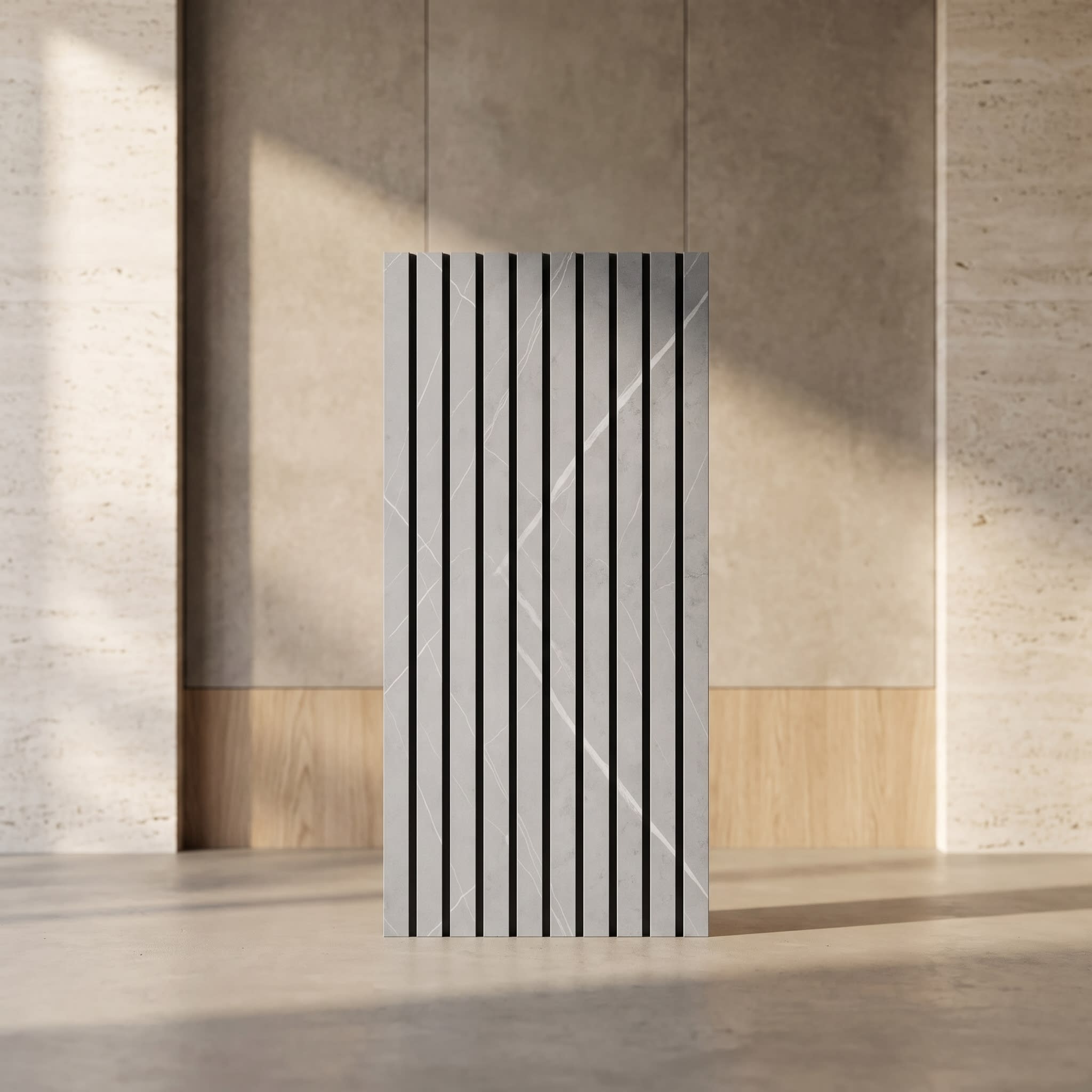 Grey Marble PVC Fluted Wall Panel 10 Feet × 1 Foot FLT-60 image 1