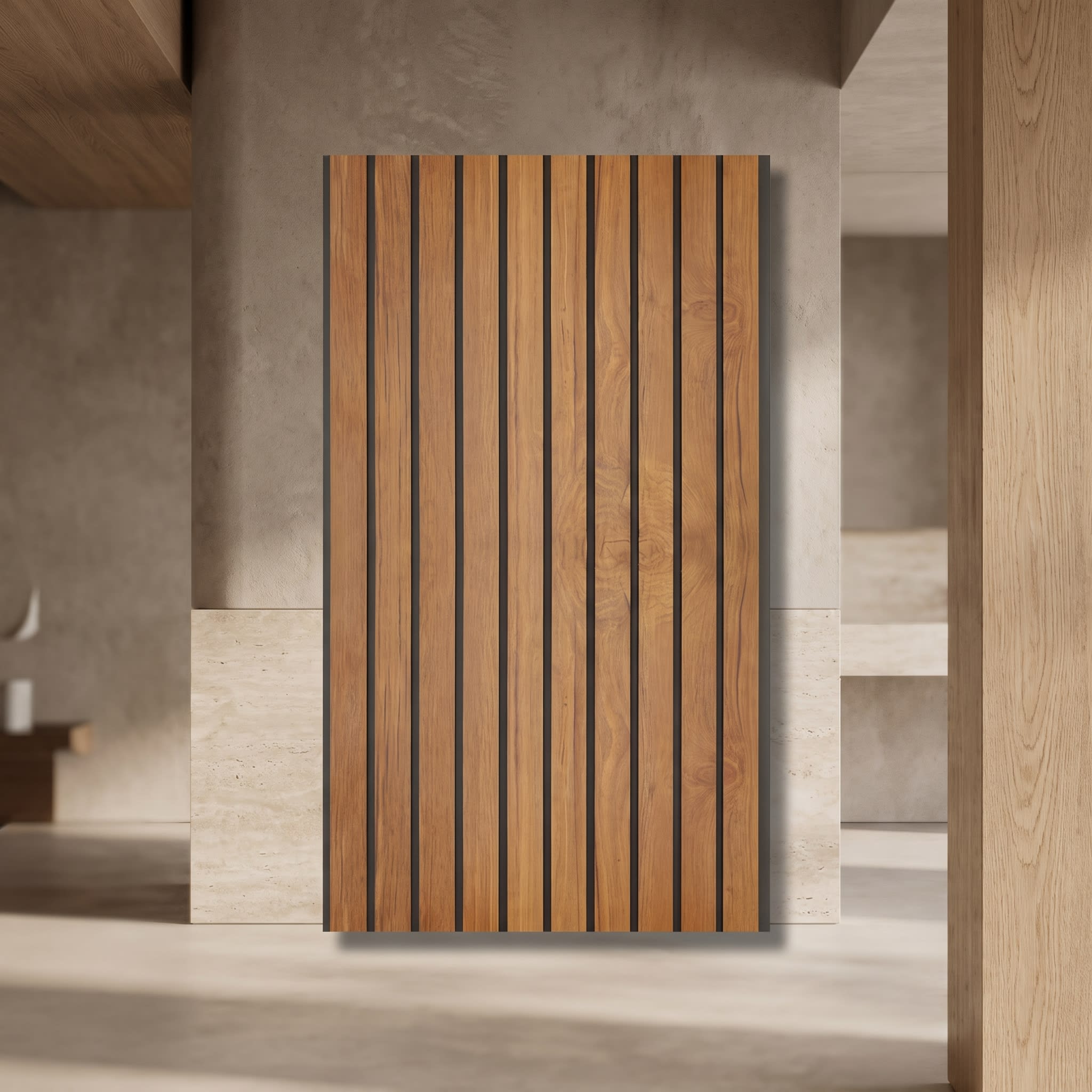 Golden Oak PVC Fluted Wall Panel | 10 Feet × 1 Foot | FLT-64 image 1