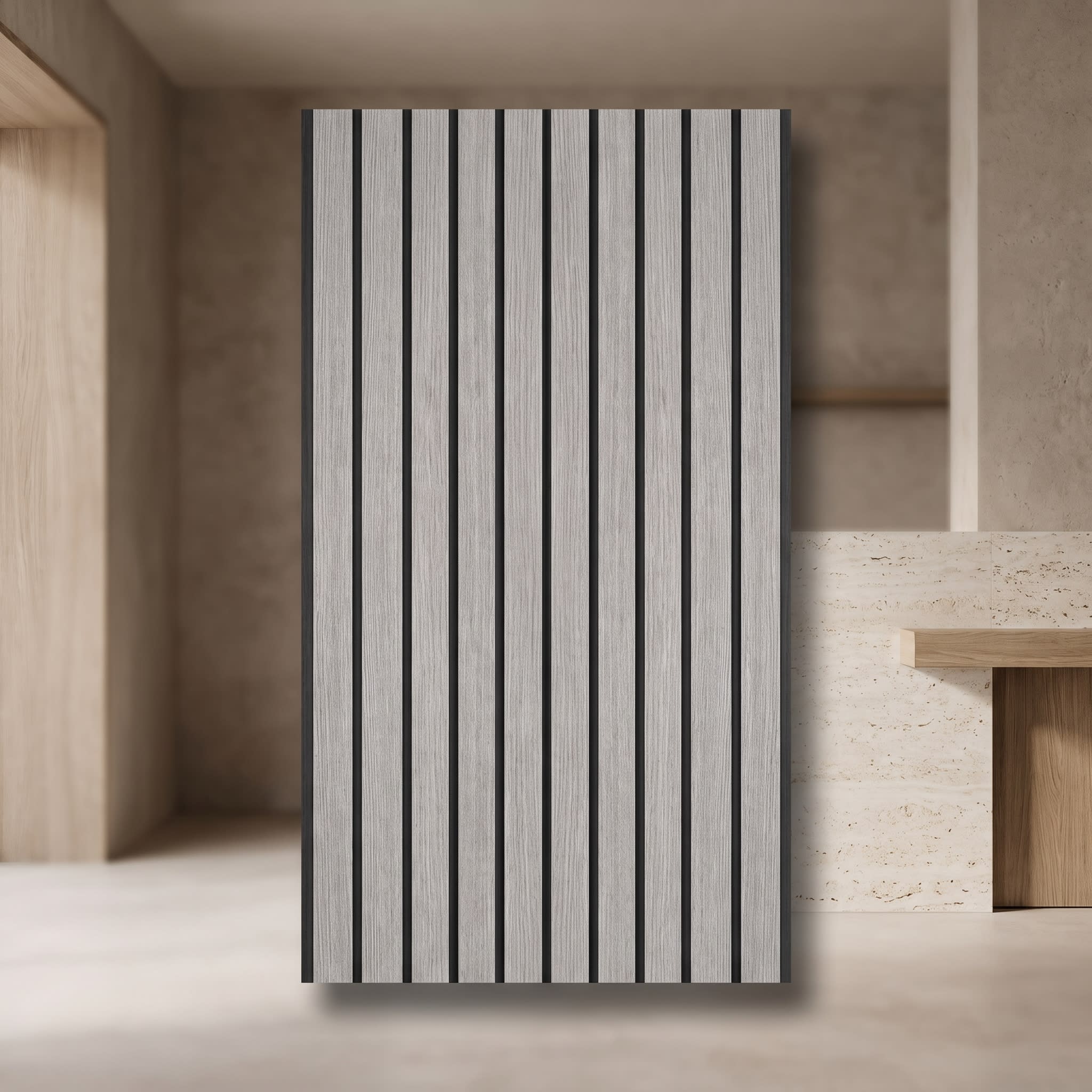 Ash Grey PVC Fluted Wall Panel | 10 Feet × 1 Foot | FLT-65 image 1