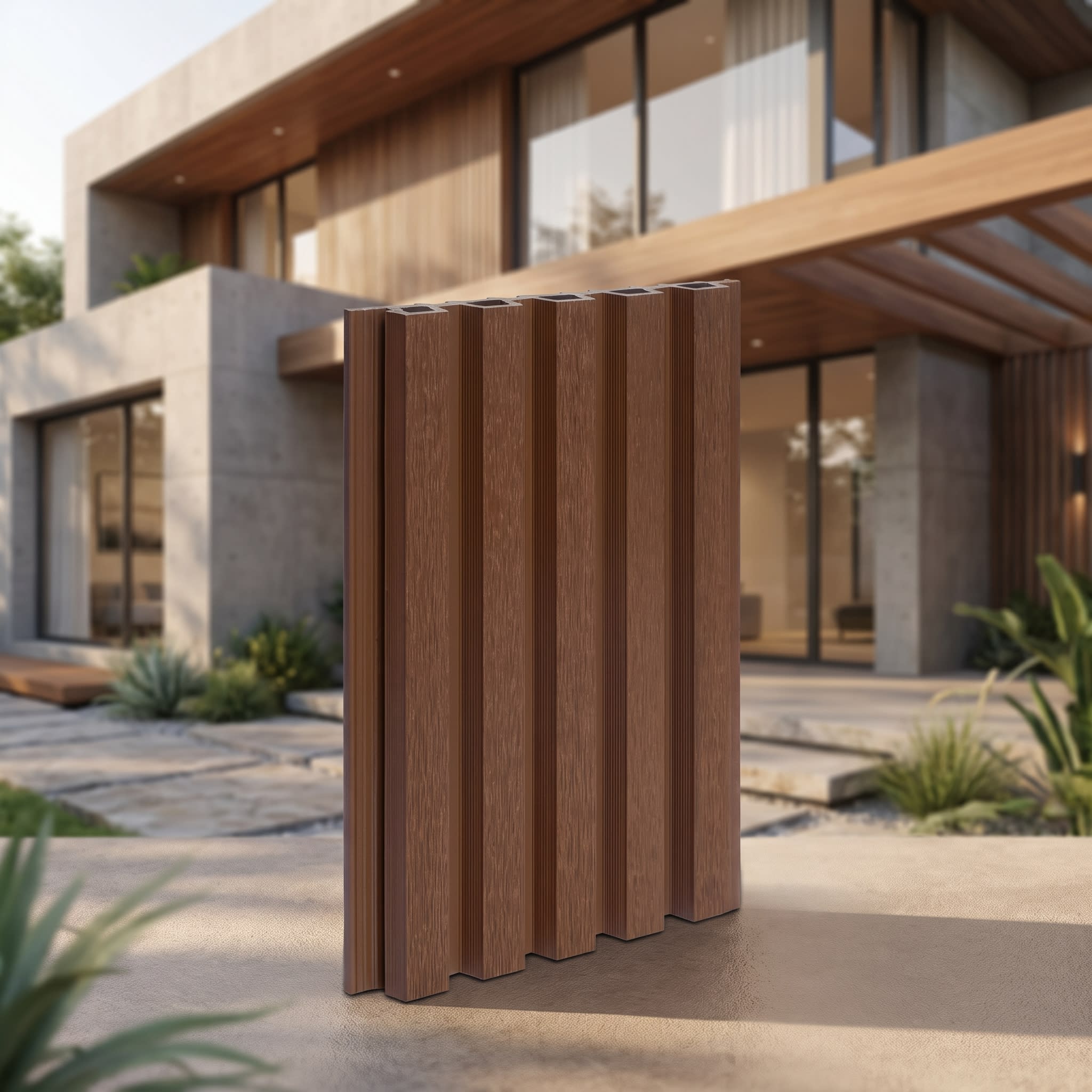 Teak Brown WPC Exterior Cladding Panel 2900 × 219 × 25 mm image 1