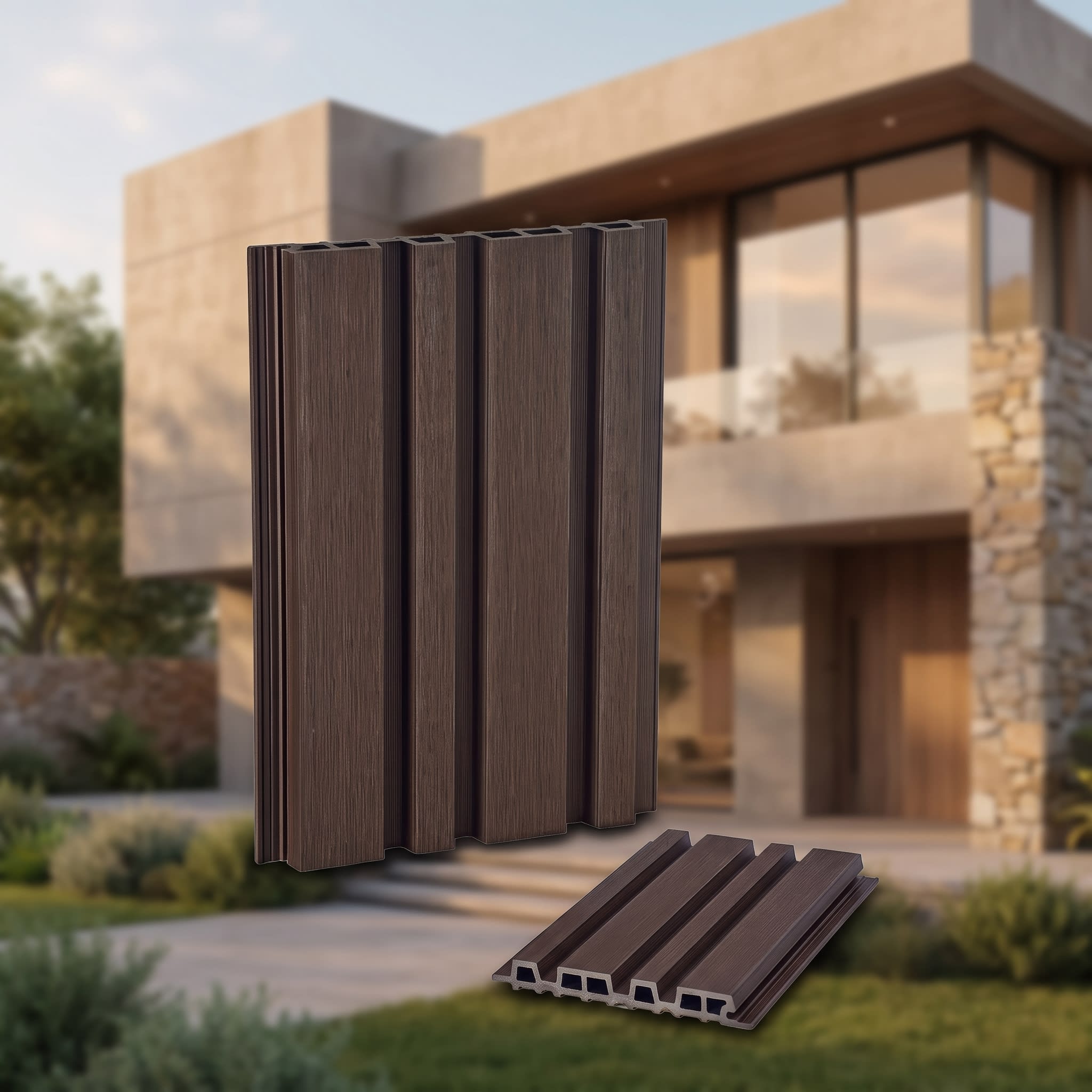 Coffee Walnut WPC Exterior Cladding Panel 2900 × 219 × 25 mm image 1