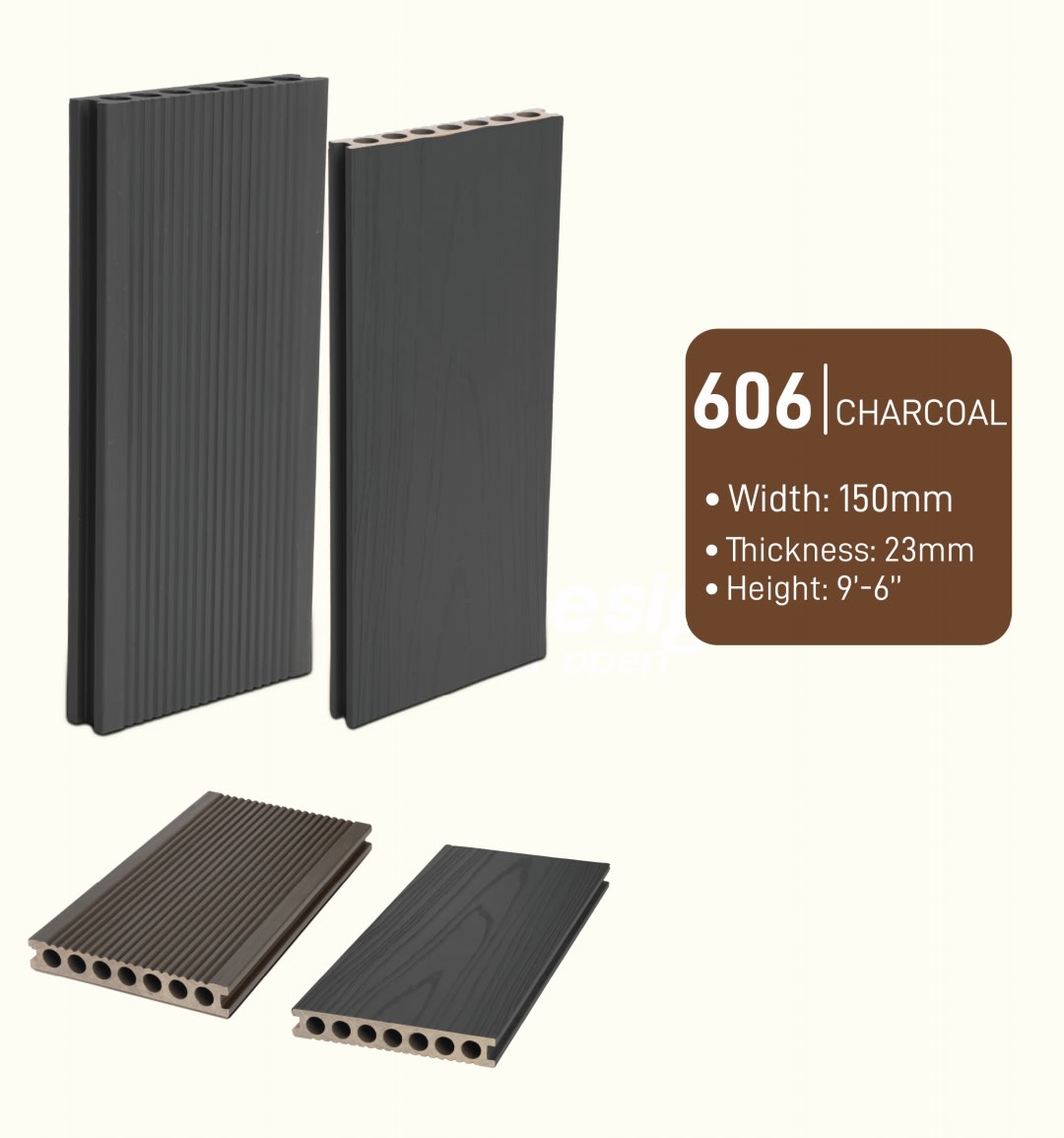 Charcoal WPC Exterior Wall Panel 150mm × 23mm × 9'6" image 1