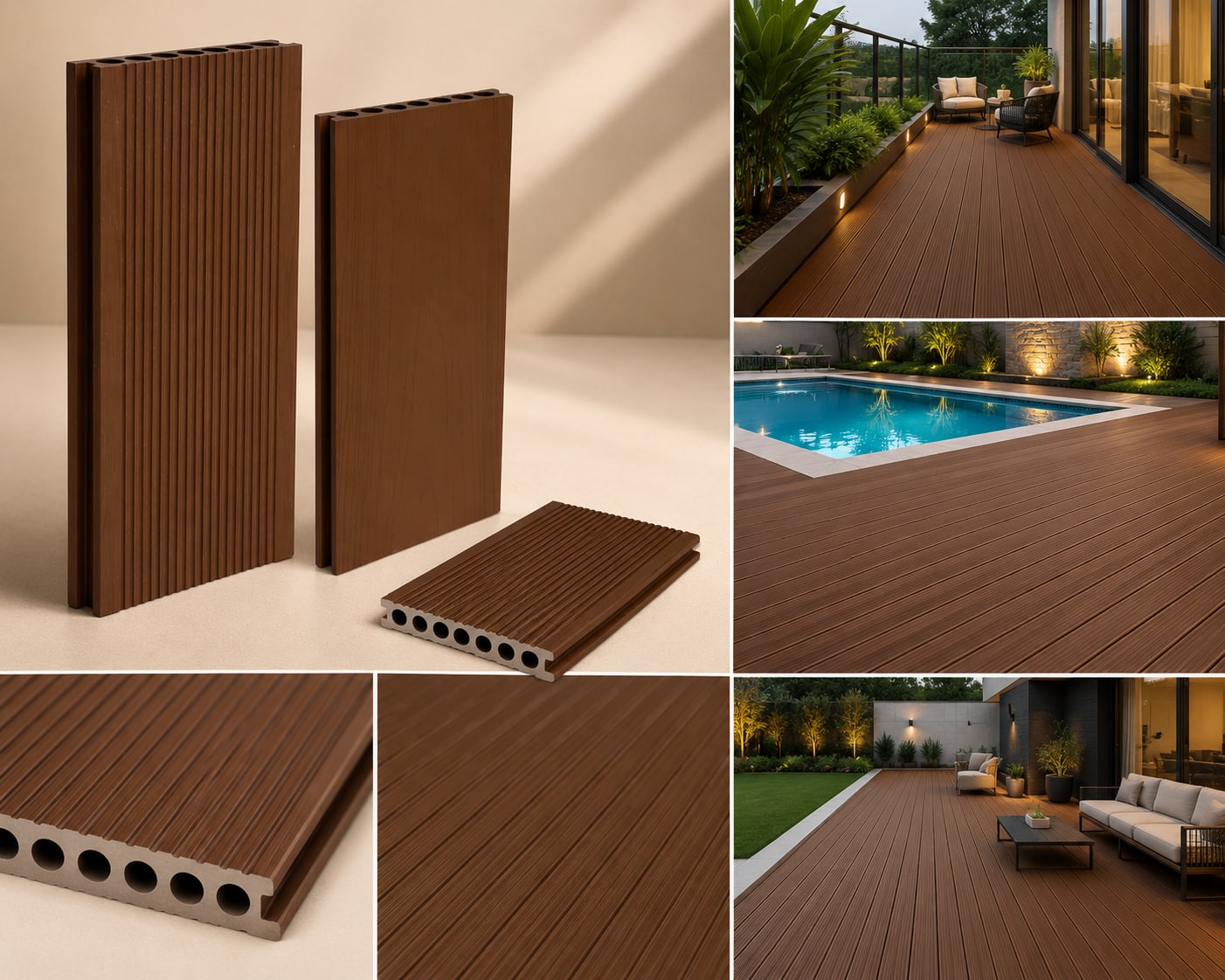 WPC Decking Panel Dark Oak | 23mm Outdoor WPC Decking | 150mm Width | 9.5 ft Length image 1