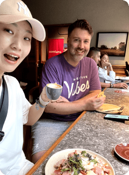 colleagues enjoying lunch at a cafe