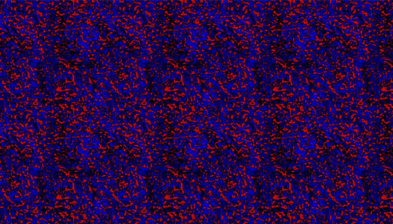 A pulsating interlacing of stark red and blue: FIREBLU