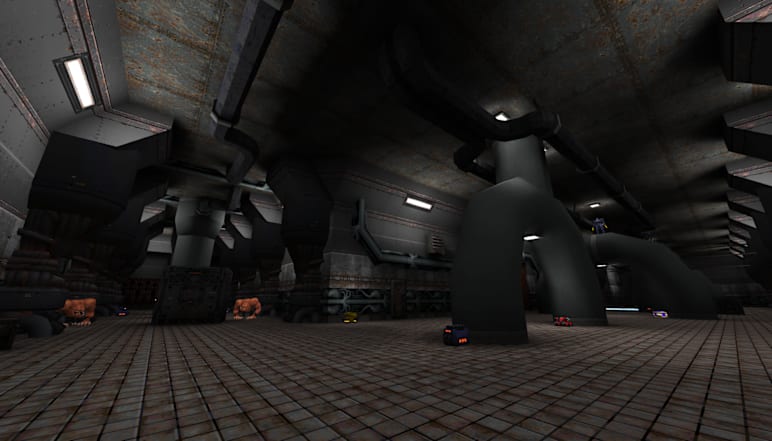 Enemies waiting to attack in a dark room.