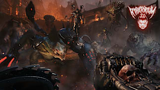 The Slayer taking aim at a horde of monsters