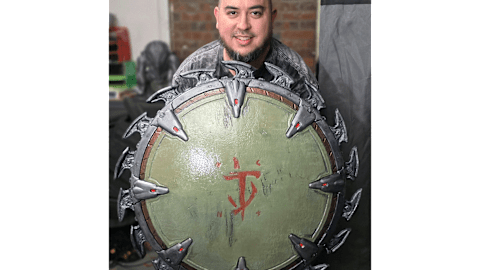 Artist GameQraft proudly wielding the Shield Saw