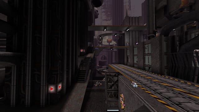 A long metal conveyor belt.
