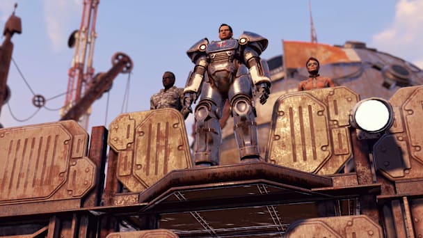 Fallout 76 screenshot of members of the Appalachian Brotherhood of Steel