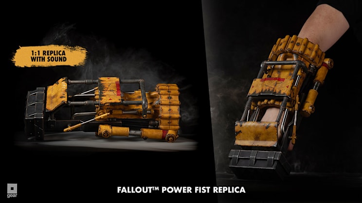 The Fallout Power Fist Replica, a 1:1 wearable collectible with sound activation features