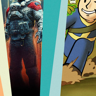 Bethesda Summer 2026 sale image featuring art for DOOM: The Dark Ages, Starfield, Fallout 76 and Skyrim