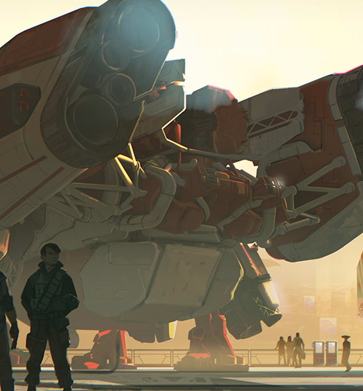 Spaceship parked in bay