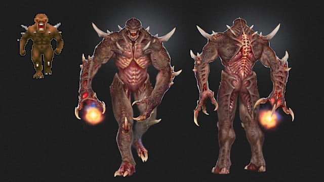 Concept artwork of the Imp Stalker featuring a reference of the Imp sprite from the classic DOOM games.