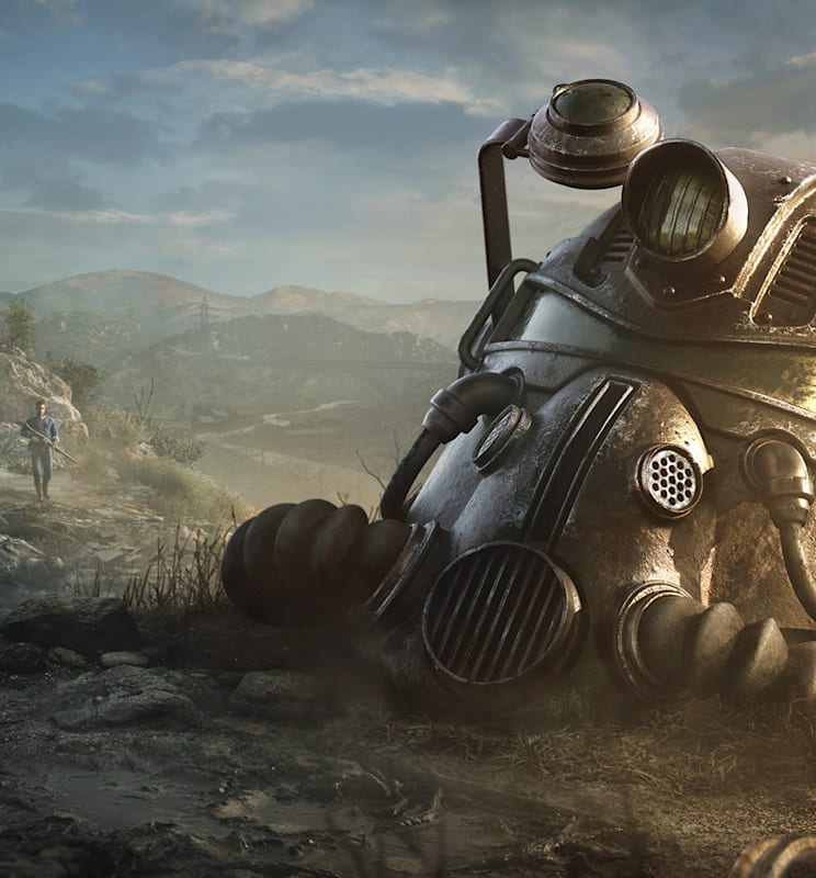 Close up of a power armor helmet
