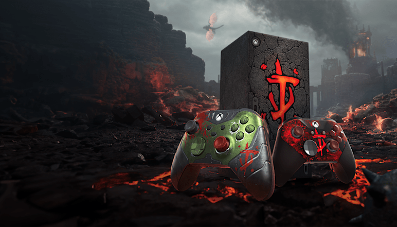 The Xbox Series X Console Wrap, Wireless Controller and Elite Series 2 Controller - now with a DOOM: The Dark Ages look!