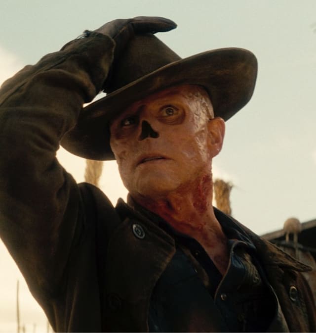 The Ghoul adjusts his hat in a scene from Fallout Season 2