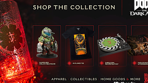 The DOOM: The Dark Ages Collection, including the Mini DOOM Slayer collectible figure, wall art, accessories and more!